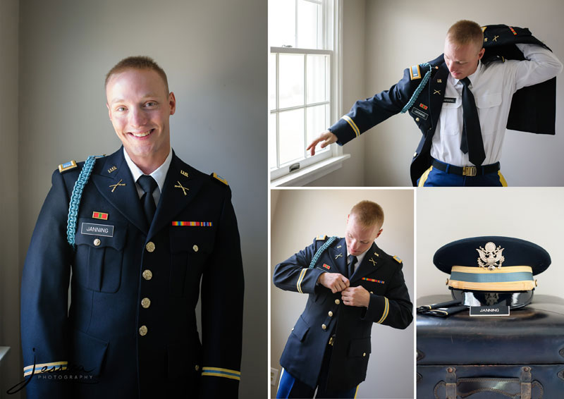 Groom getting dressed