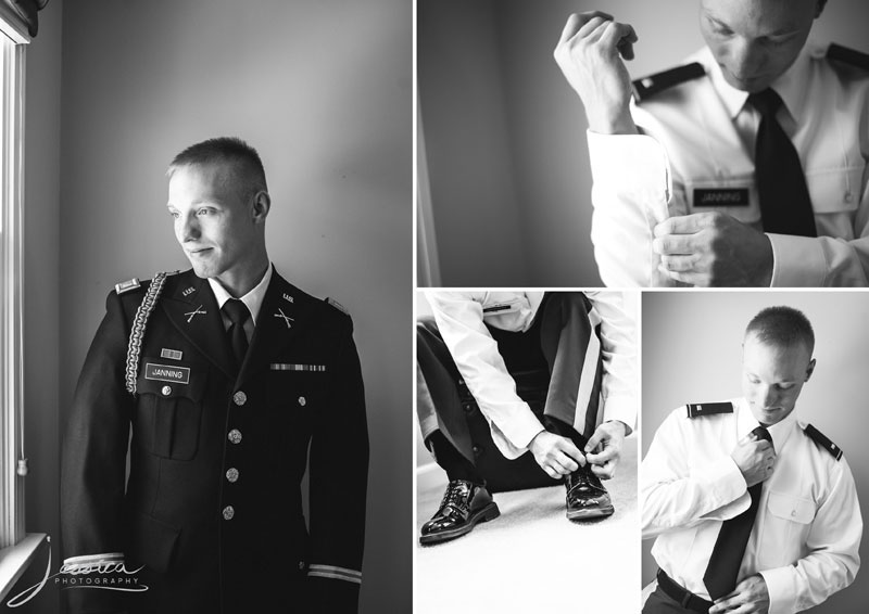 Groom getting dressed