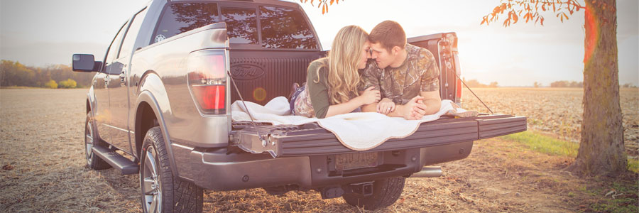 Engagement Portrait in a pickup truck