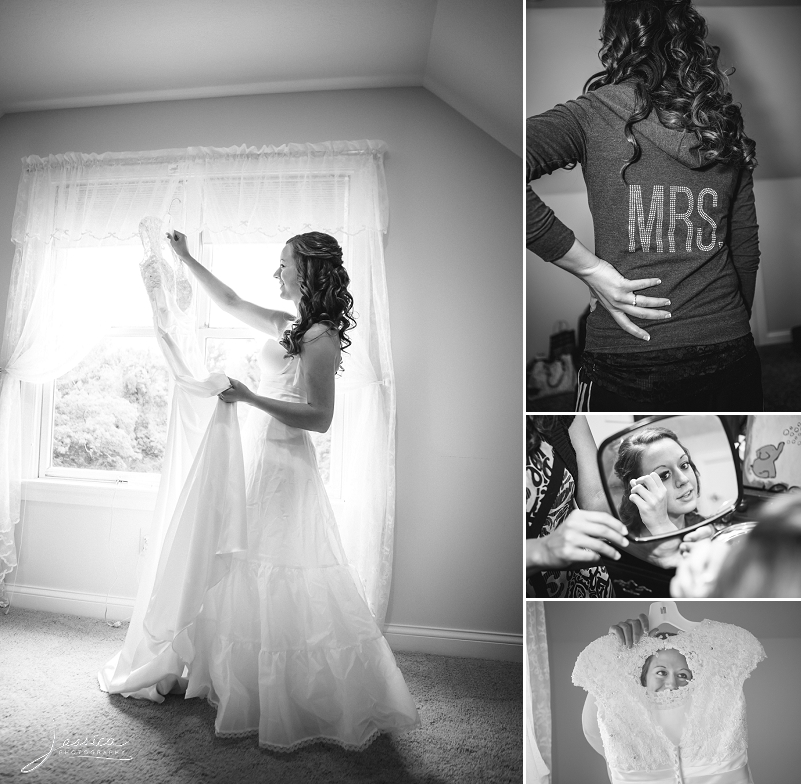 Bride with wedding dress pictures