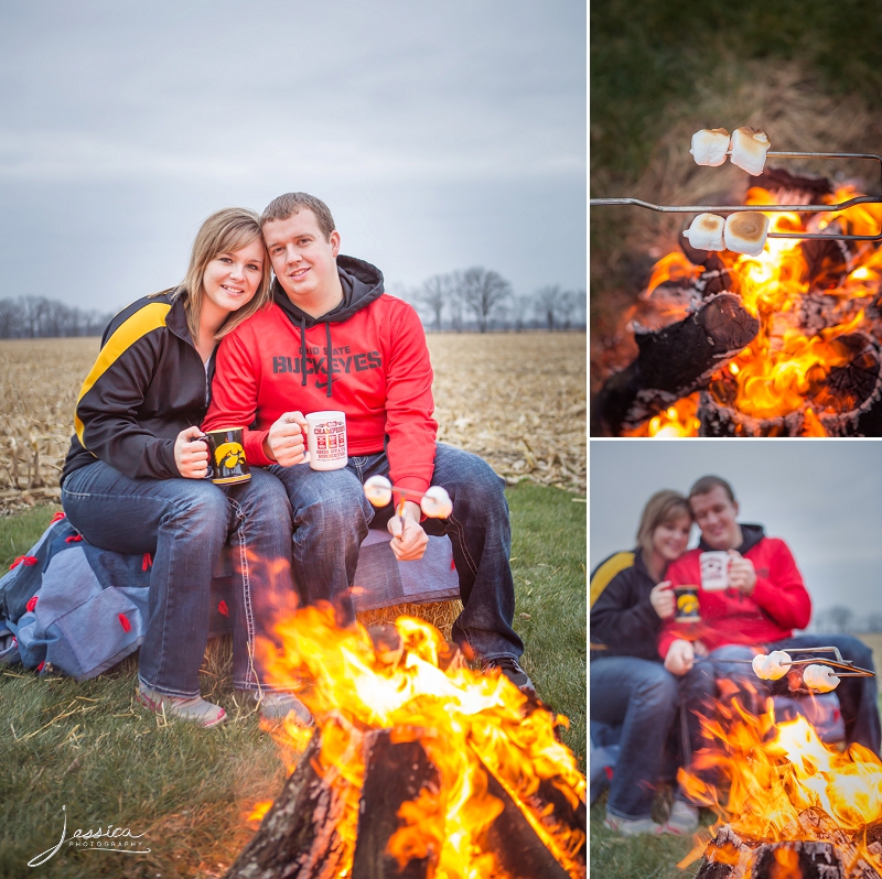 Fire and hot chocolate engagement pics